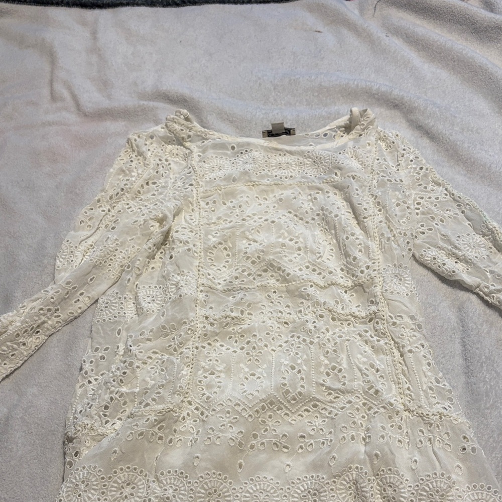 Elegant White Eyelet Dress